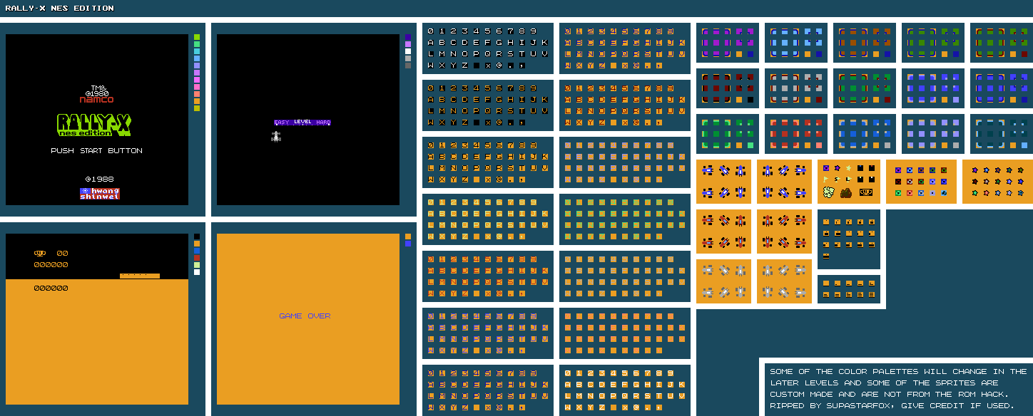 Rally-X NES Edition (Hack) - General Sprites