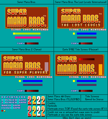 Super Mario All-Stars: Super Mario Bros. & The Lost Levels - Title Screens