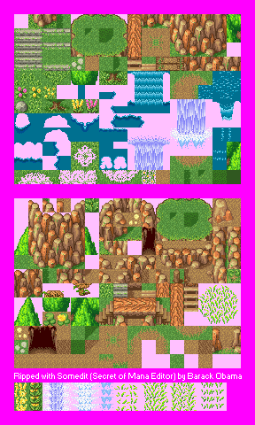 Undine's Cave (Exterior), Travel Cannon, Gaia's Navel (Exterior), Potos Falls/Paths