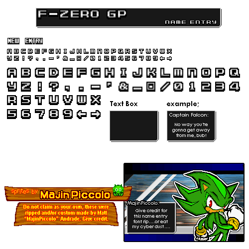 F-Zero: GP Legend - Name Entry Font