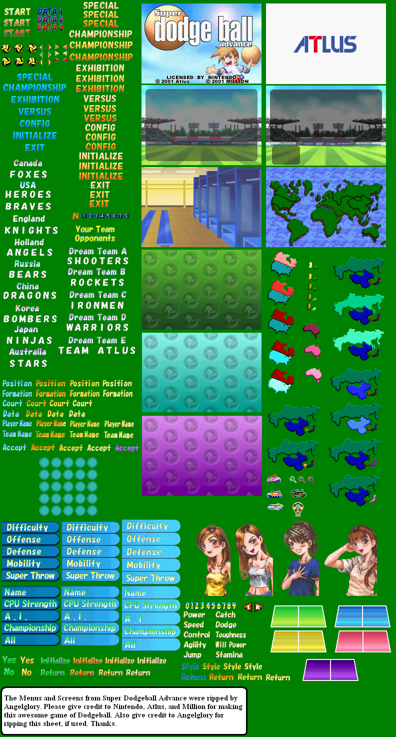 Super Dodgeball Advance - Menus