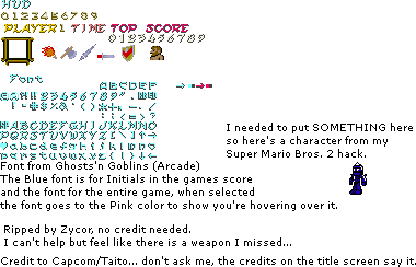 Ghosts 'n Goblins - HUD & Font