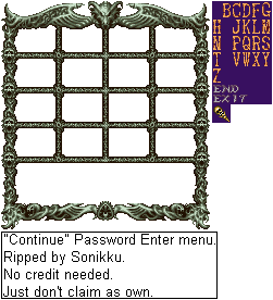 Demon's Crest - Password Menu