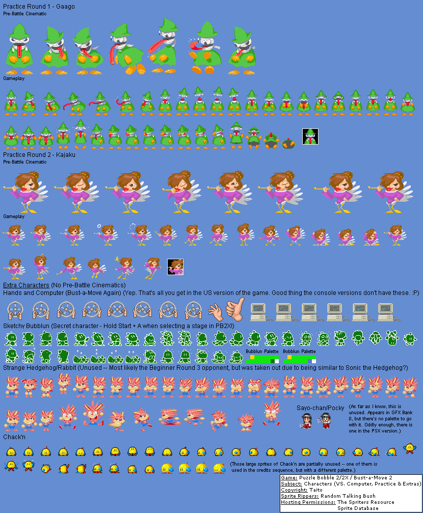 Characters (VS. Computer, Practice and Extras)