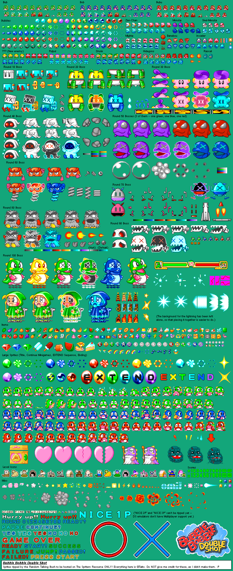 Bubble Bobble Double Shot - Characters, Enemies, etc.