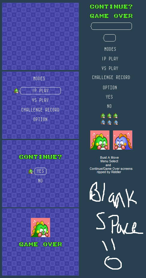 Bust-a-Move / Puzzle Bobble - Menu Select/Game Over