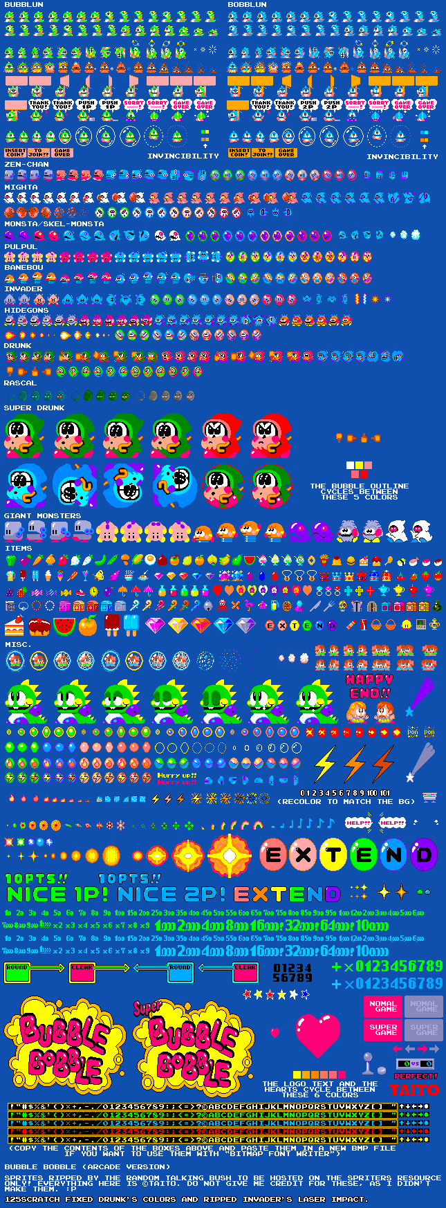 Bubble Bobble - General Sprites