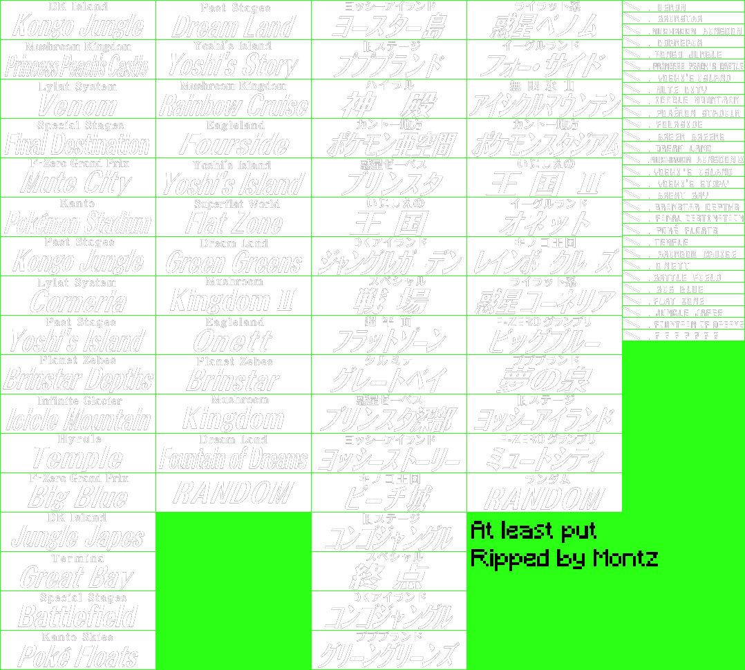 Super Smash Bros. Melee - Stage Select Text