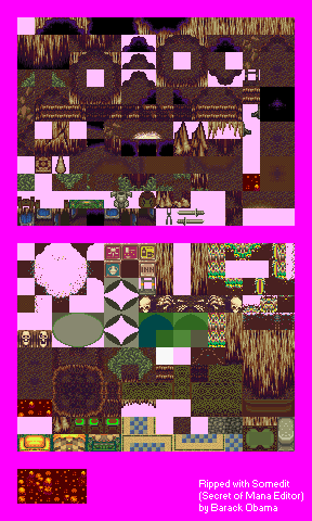 Secret of Mana - Dwarf Village (Exterior) & Gaia's Navel 5 (Interior)