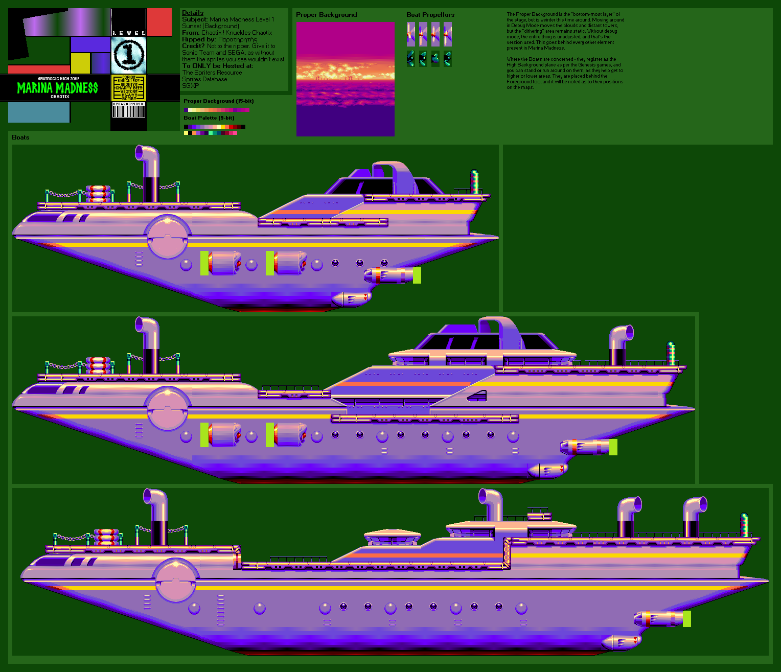 Knuckles' Chaotix (32X) - Marina Madness Level 1 (Sunset)