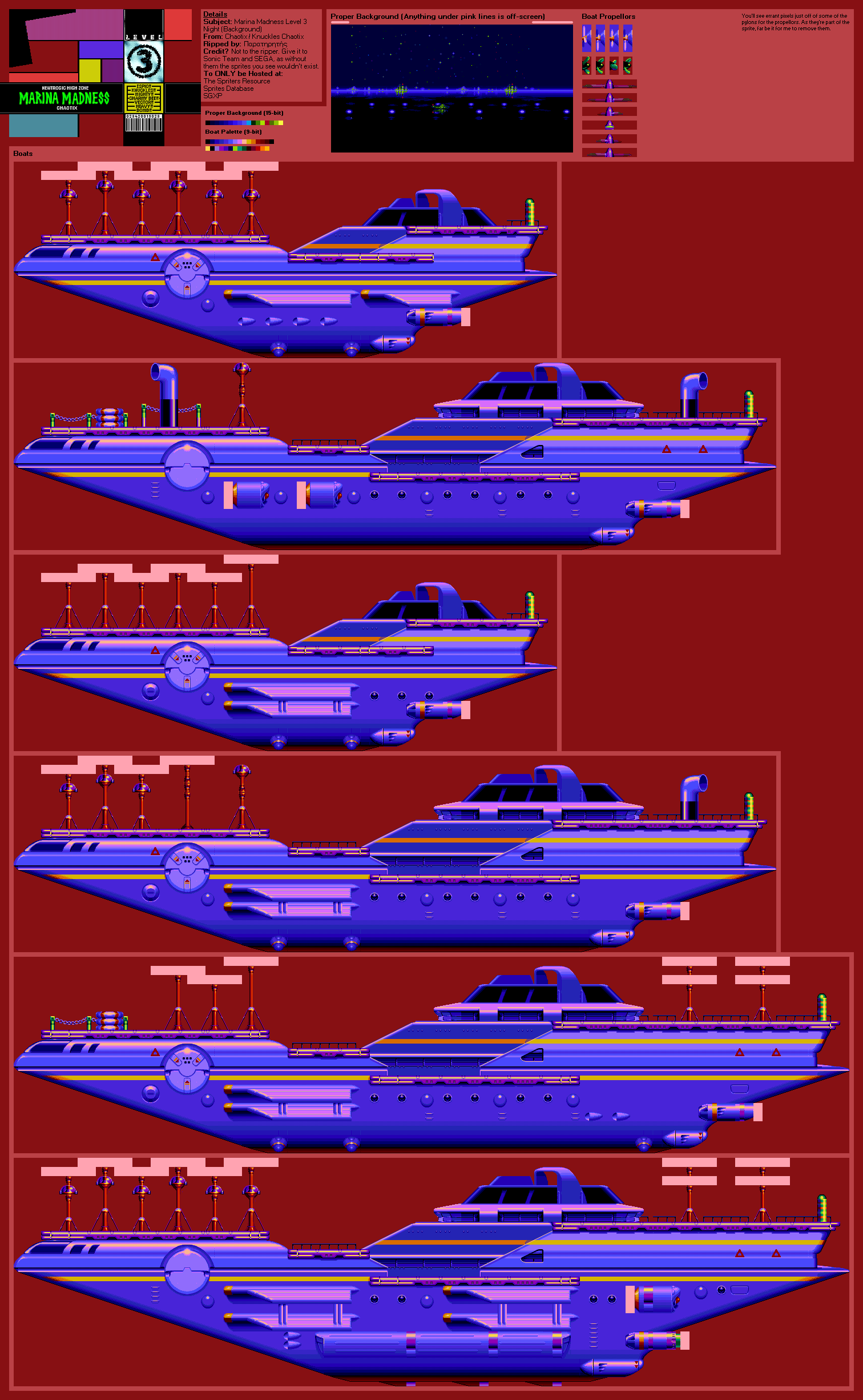 Knuckles' Chaotix (32X) - Marina Madness Level 3 (Night)