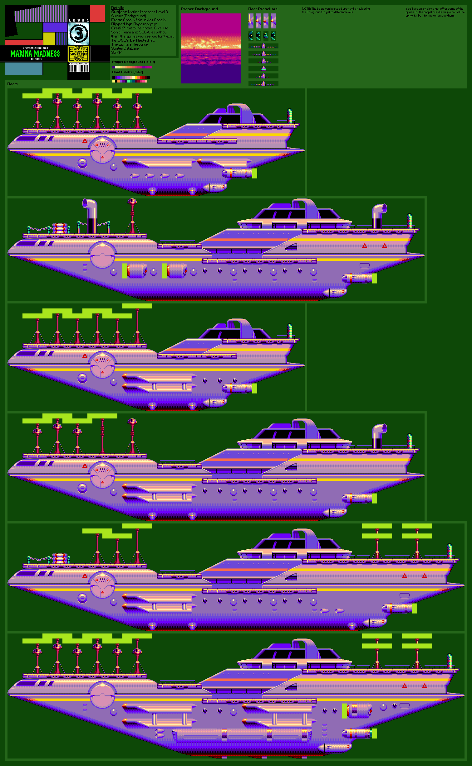 Knuckles' Chaotix (32X) - Marina Madness Level 3 (Sunset)