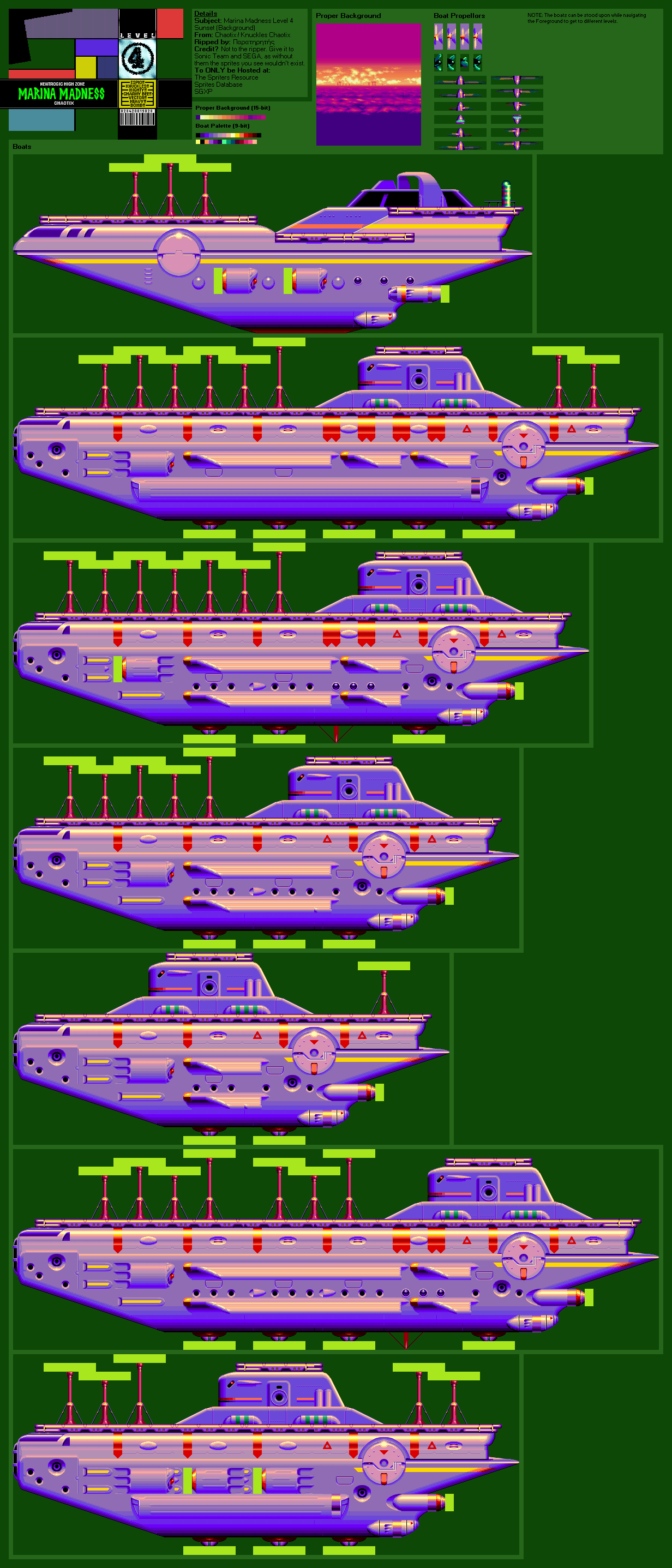 Knuckles' Chaotix (32X) - Marina Madness Level 4 (Sunset)