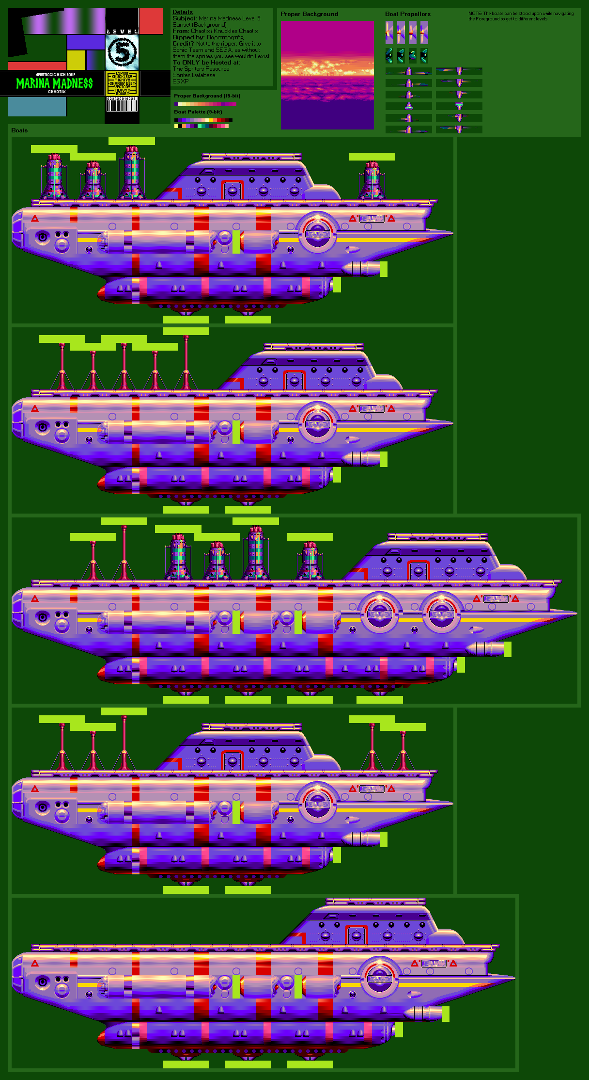 Knuckles' Chaotix (32X) - Marina Madness Level 5 (Sunset)