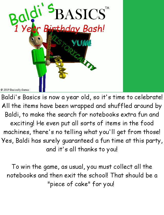 Baldi's Basics Birthday Bash - Title Screen & Story