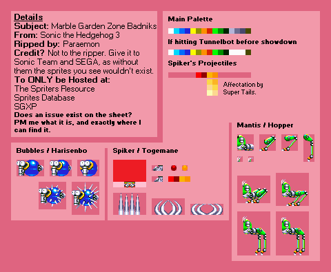 Badniks (Marble Garden Zone)