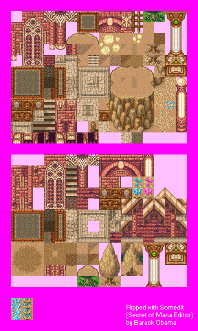 Secret of Mana - Fire Palace (Exterior) & Tree Palace (Interior, Aegagropilon's Boss Area)