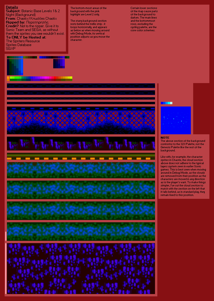 Knuckles' Chaotix (32X) - Botanic Base Levels 1 & 2 (Night)