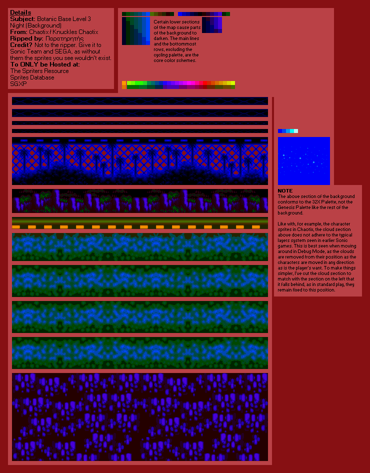 Knuckles' Chaotix (32X) - Botanic Base Level 3 (Night)