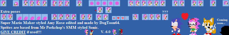 Amy Rose (Classic, Super Mario Maker-Style)