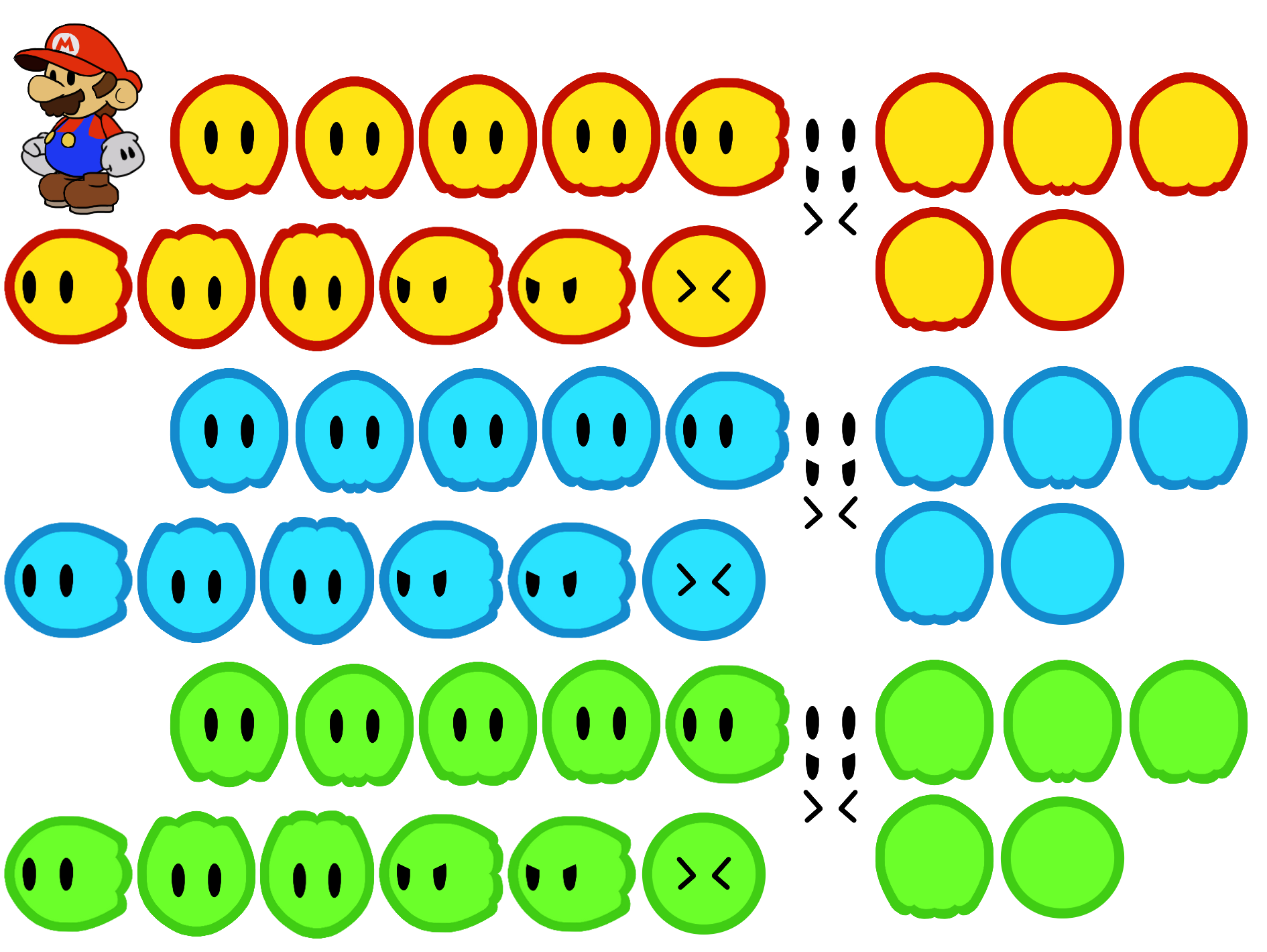 Lava Bubble, Ember and Phantom (Paper Mario-Style, Modern)