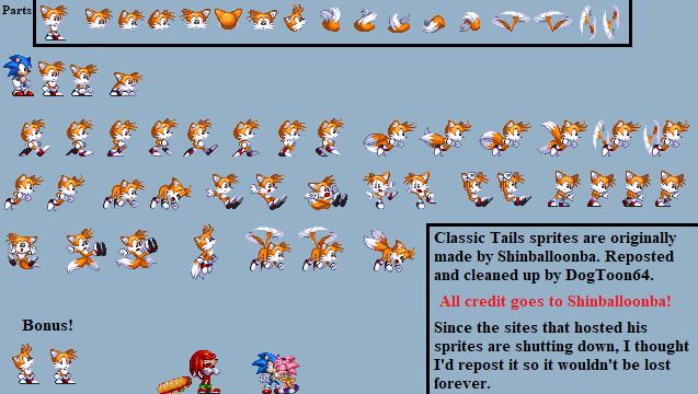 Sonic Tails Sprite Sheet