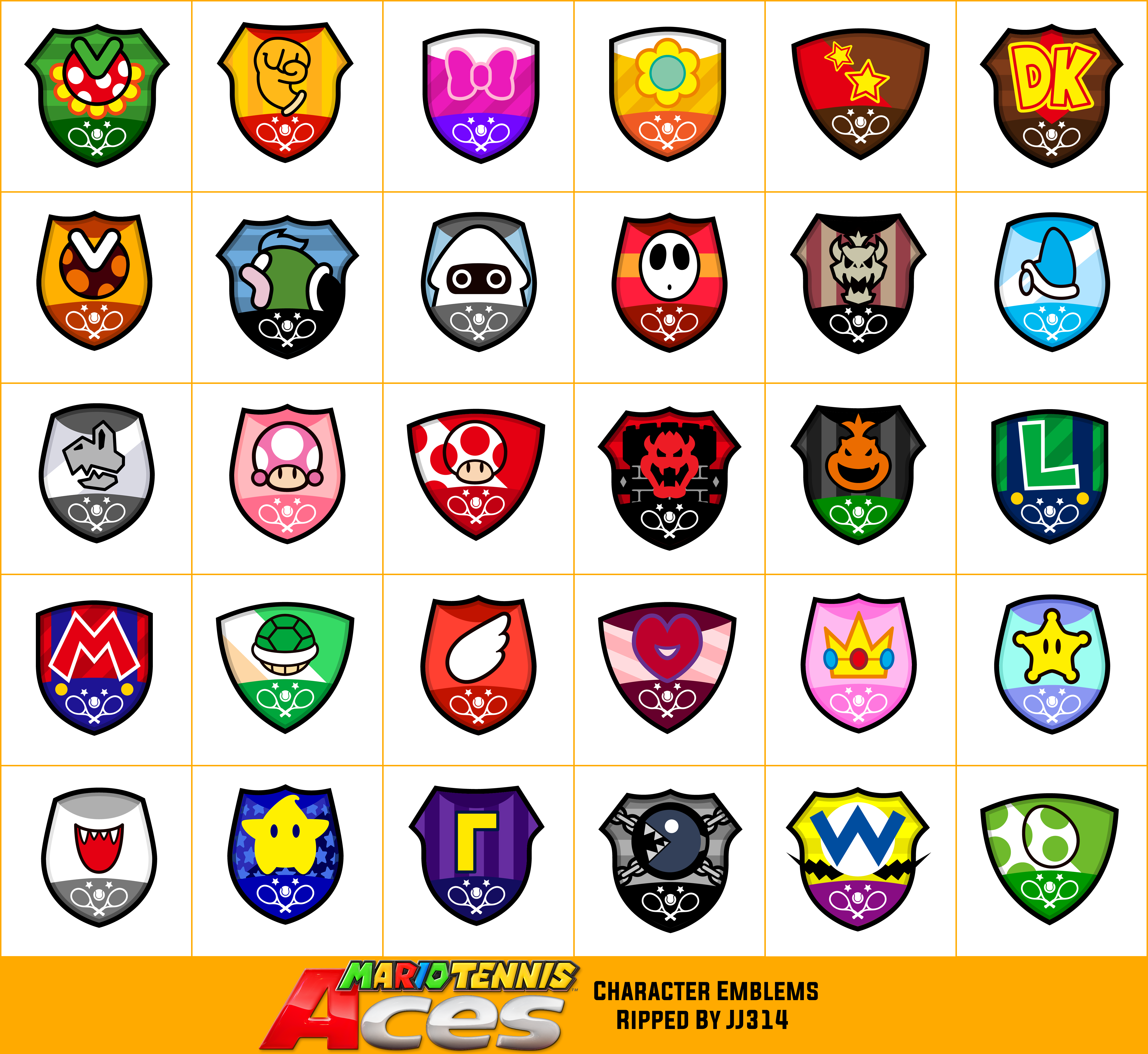 Mario Tennis Aces - Character Emblems