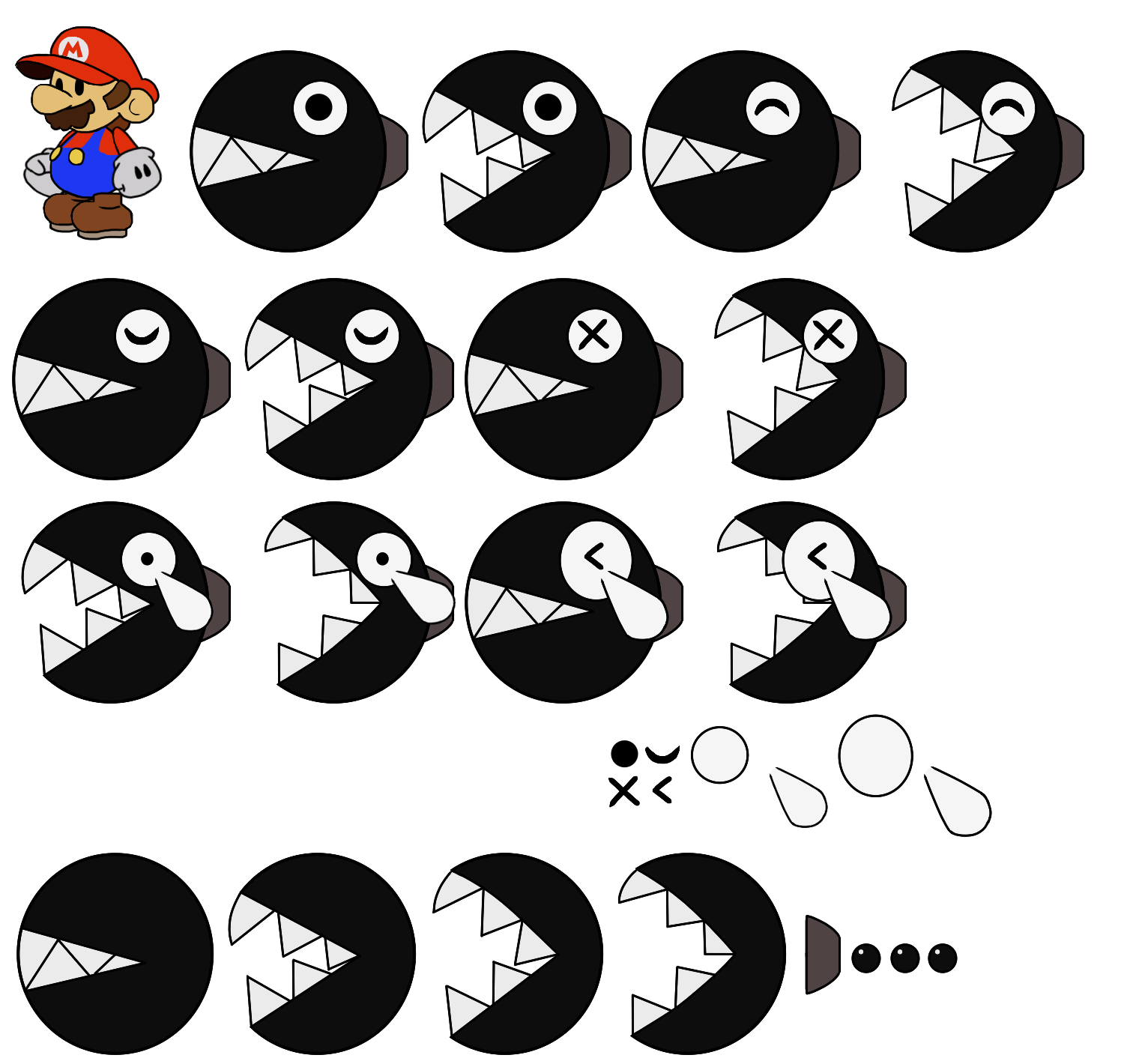 Chain Chomp (Paper Mario-Style, Modern)