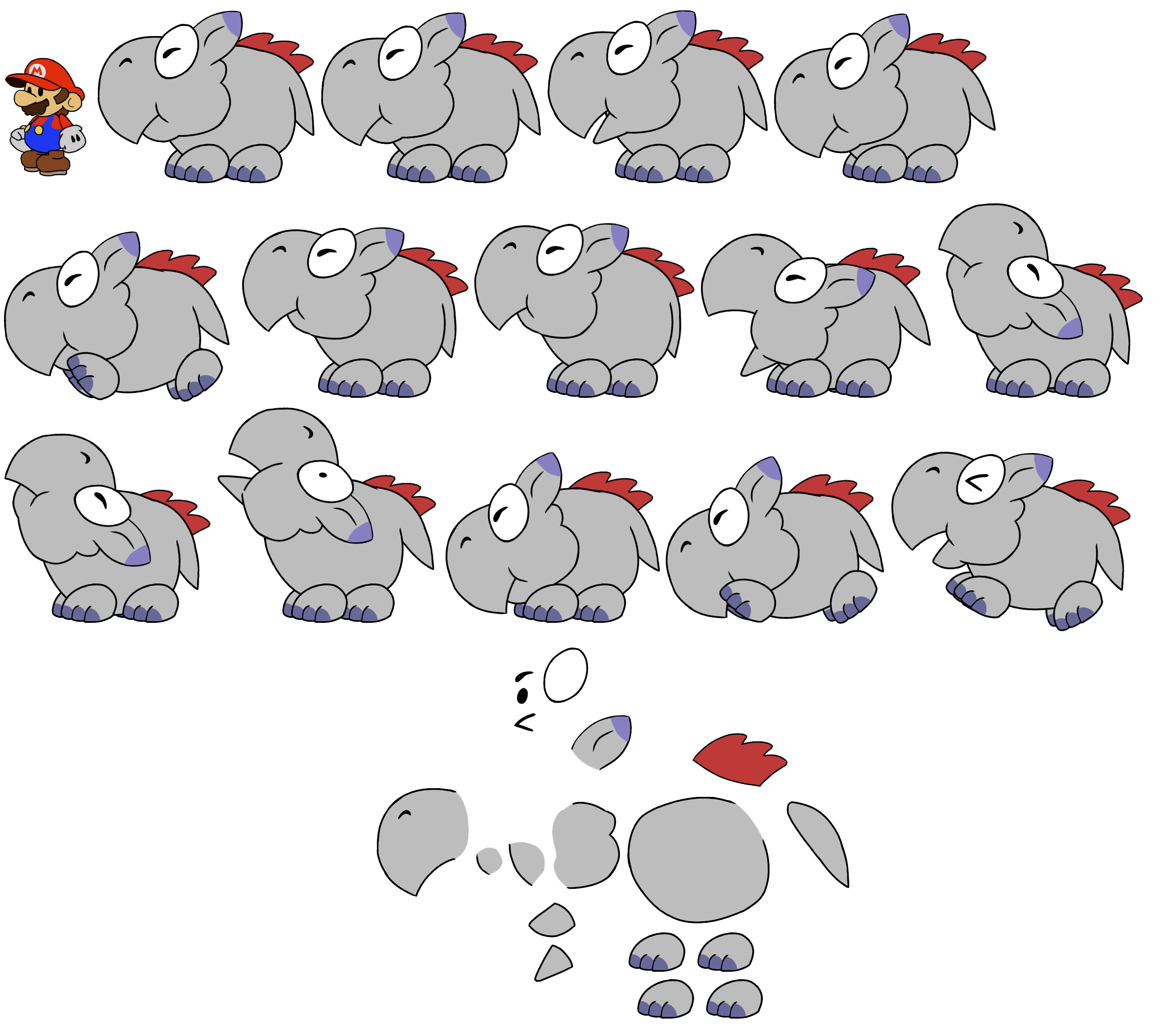 Paper Mario Customs - Albino Dino (Paper Mario-Style, Modern)