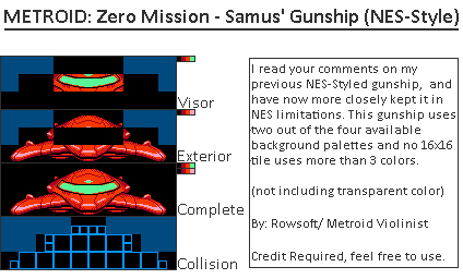 Metroid Customs - Samus's Gunship (Zero Mission, NES-Style)