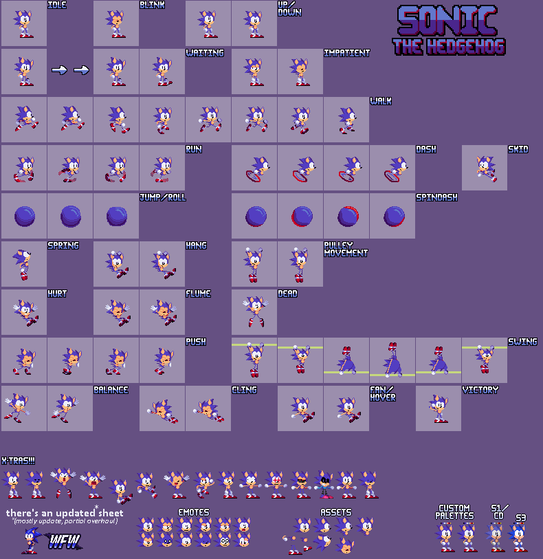 Sonic 2 Sonic Sprites With A Palette Sonic The Hedgeh