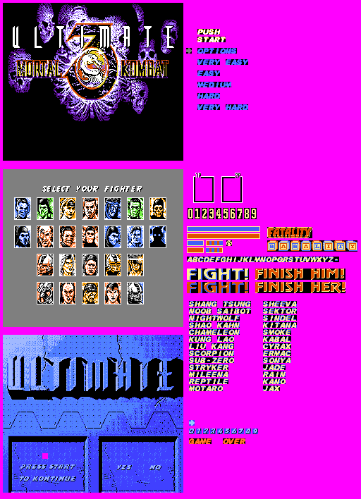 Mortal Kombat 3 Ultimate (Bootleg) - Title, Character Selection & Etc