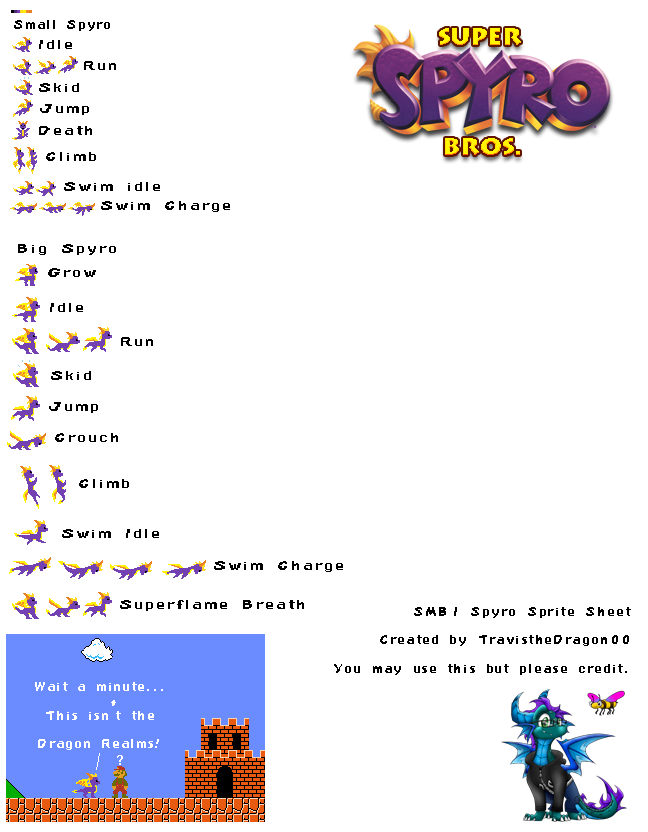 Spyro Customs - Spyro (Super Mario Bros. 1 NES-Style)