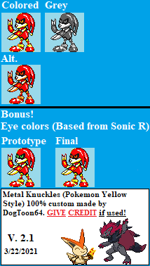 Sonic the Hedgehog Customs - Metal Knuckles (Pokémon Yellow-Style)