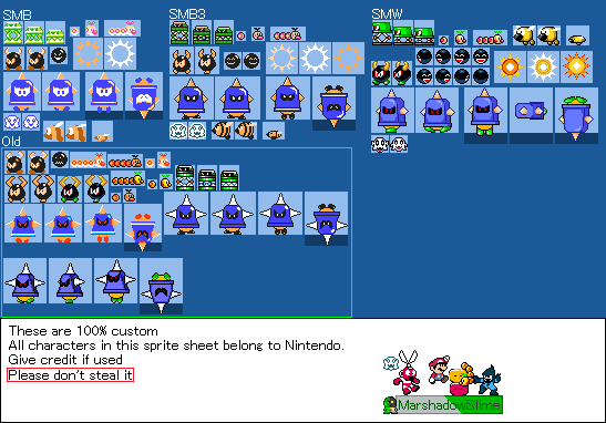 Mario Customs - Hop Shop, Bully, Amp, Prongo, Squiggler & Peepa (Super Mario Maker-Style)