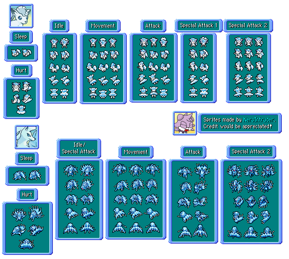 Pokémon Generation 1 Customs - #037 Vulpix & #038 Ninetales (Alolan, PMD-Style)