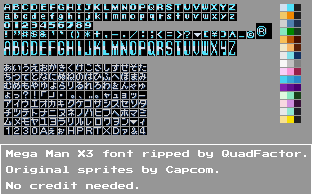 Mega Man X3 - Font