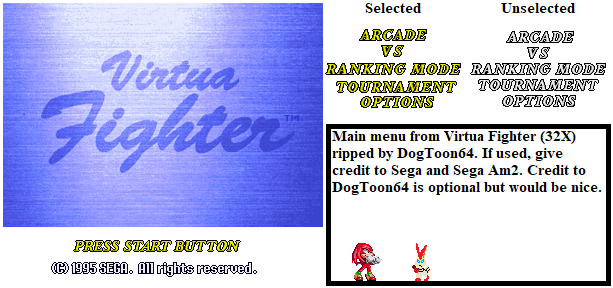 Virtua Fighter (32X) - Main Menu