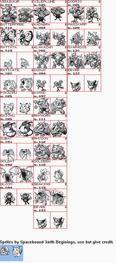 Pokémon Generation 1 Customs - Gender Differences (R/B-Style)