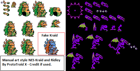 Kraid and Ridley (NES Manual Designs)