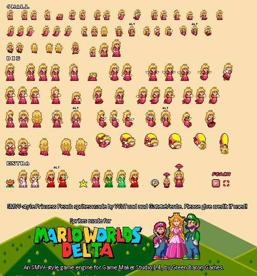 super mario world sprites peach