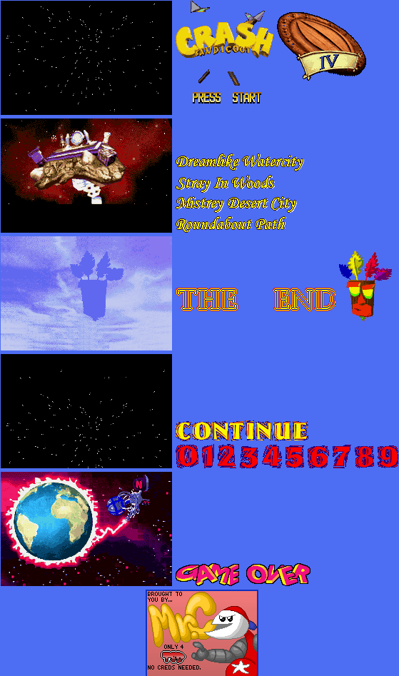 Title Screen, Game Over, and Ending