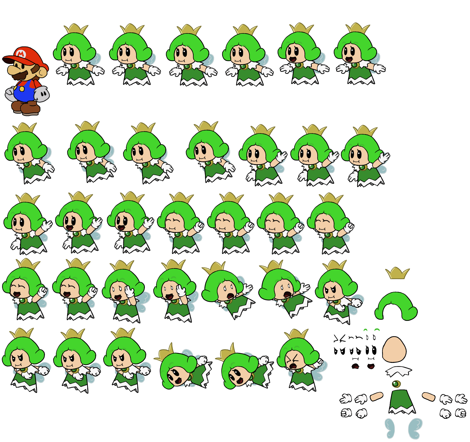 Mario Customs - Green Sprixie Princess (Paper Mario-Style)