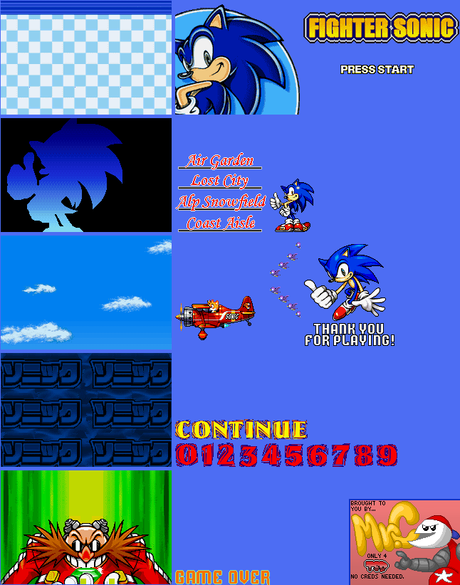 Sonic 3: Fighter Sonic (Bootleg) - Title Screen, Game Over, and Ending