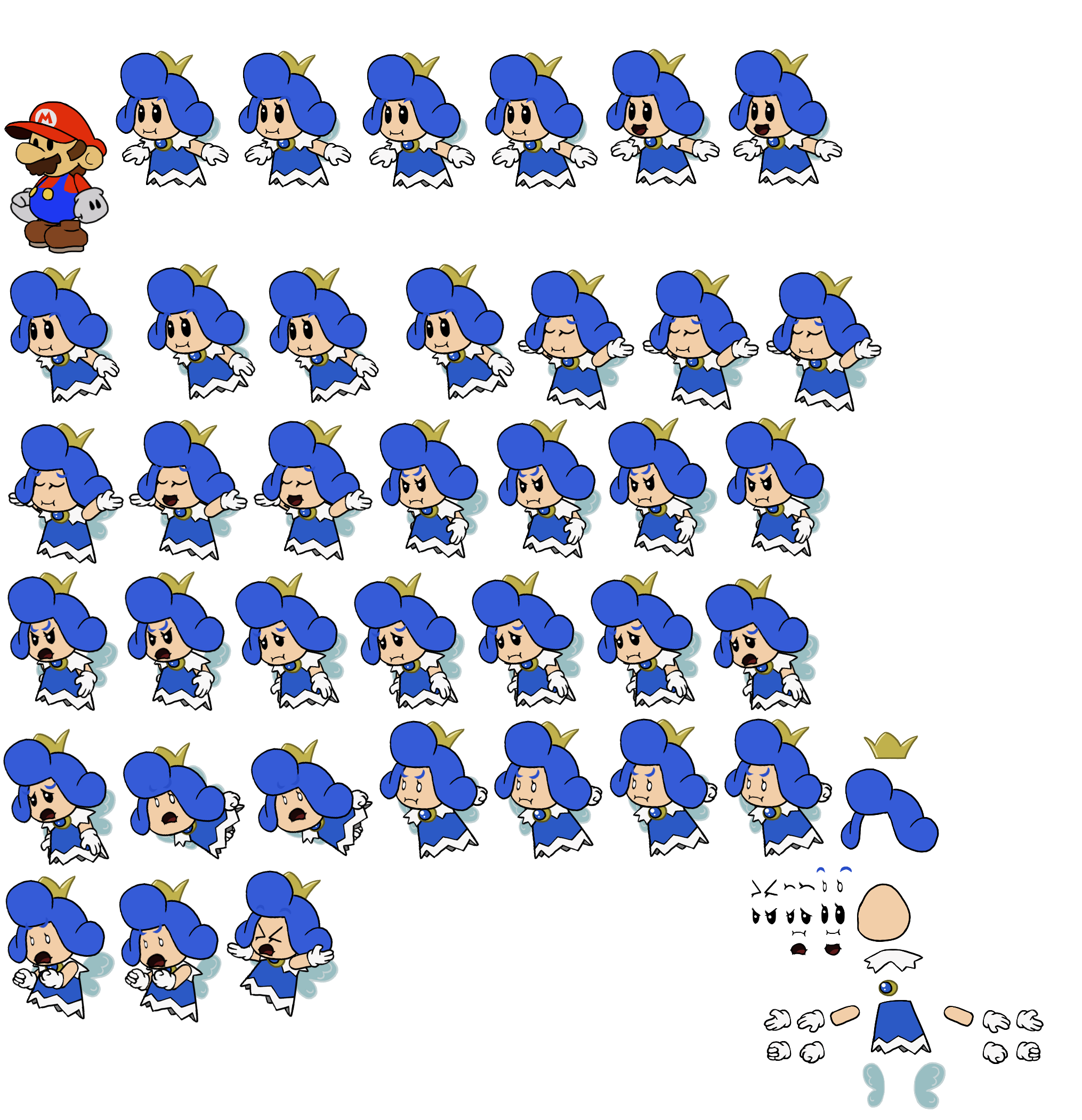 Mario Customs - Blue Sprixie Princess (Paper Mario-Style)