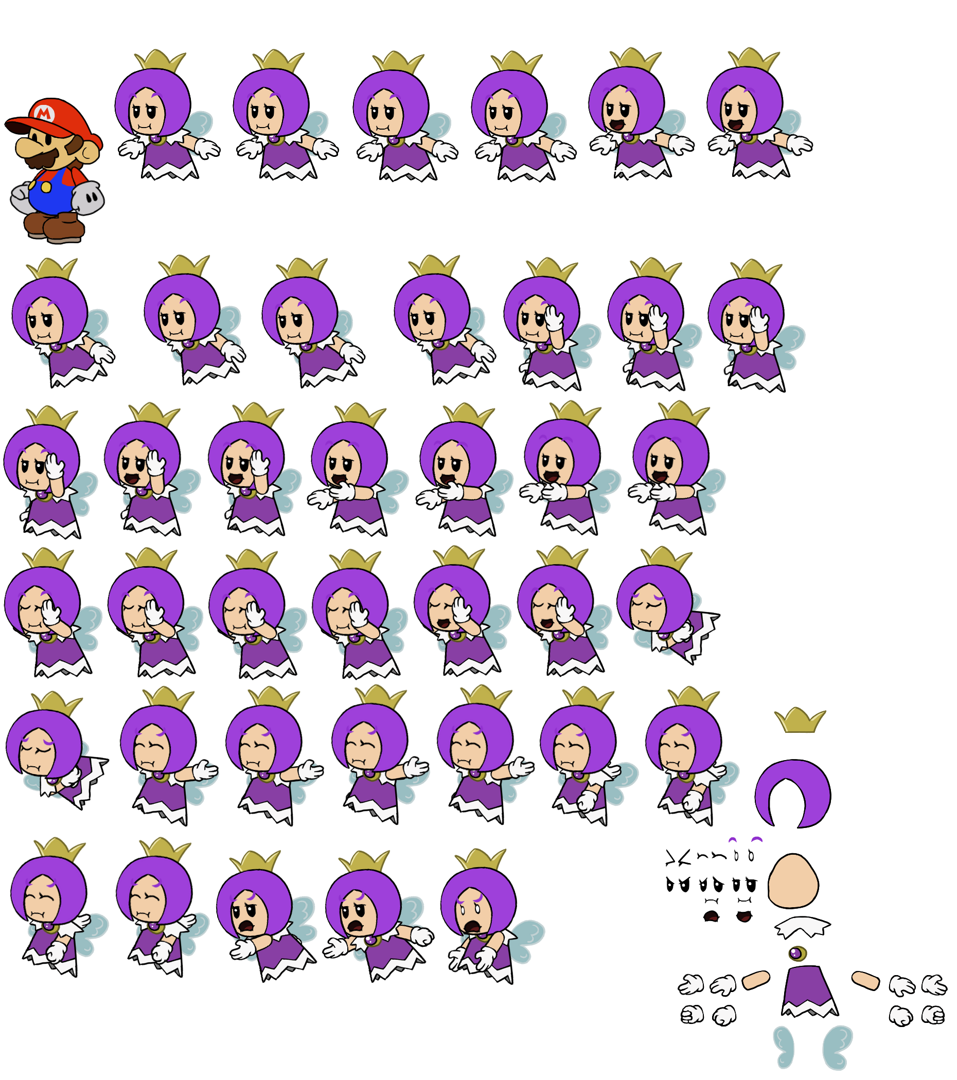 Mario Customs - Purple Sprixie Princess (Paper Mario-Style)