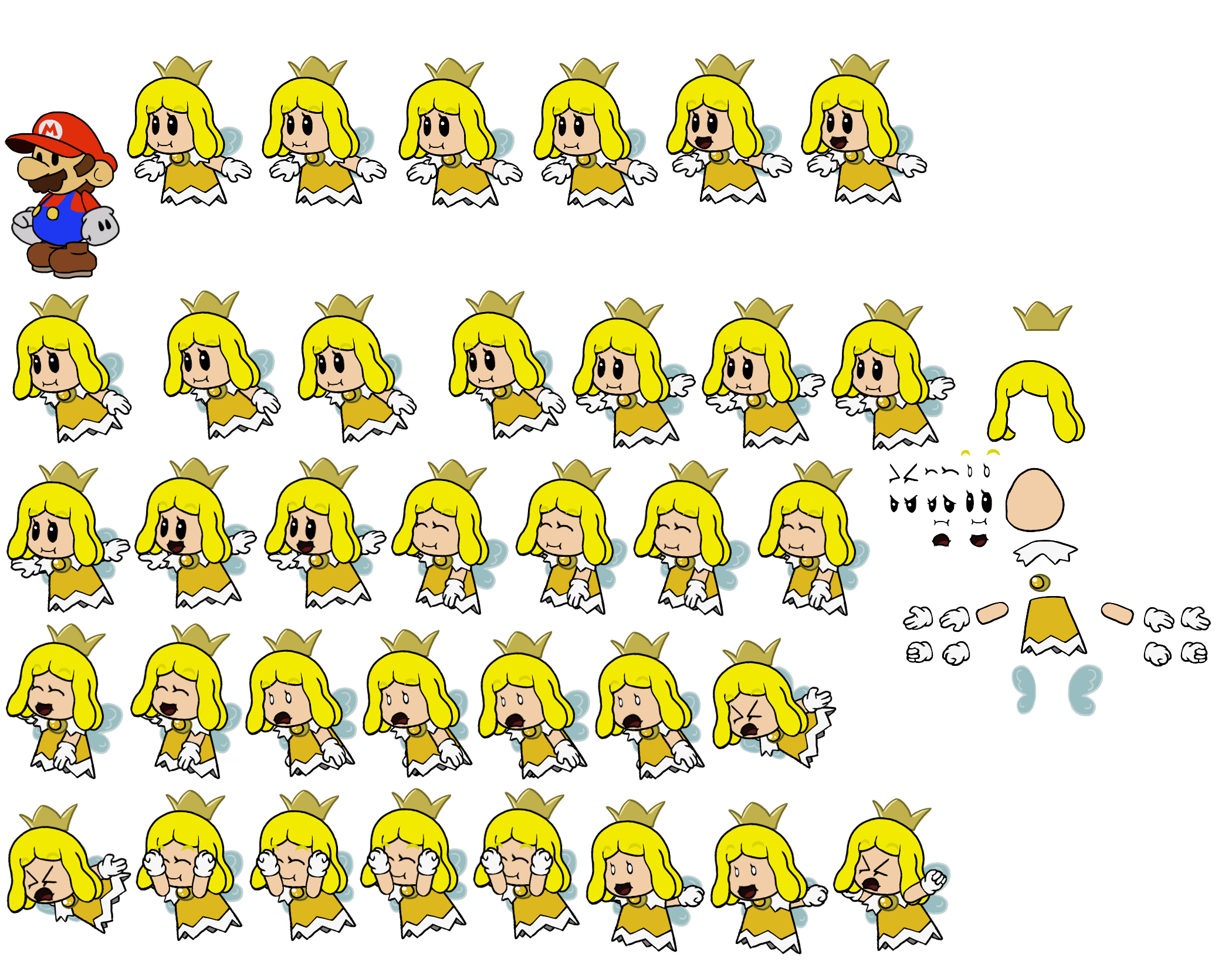 Mario Customs - Yellow Sprixie Princess (Paper Mario-Style)
