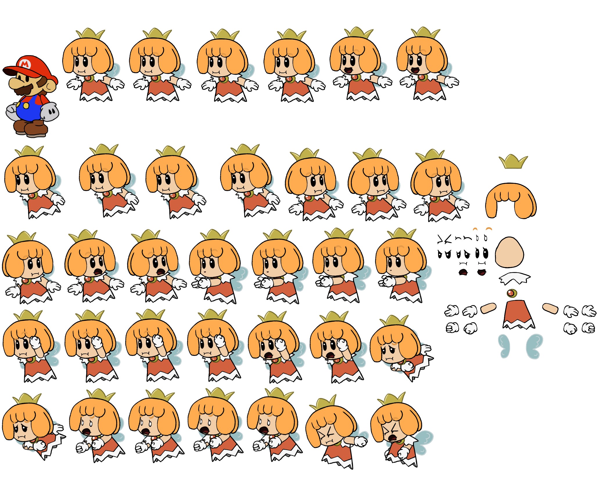 Mario Customs - Orange Sprixie Princess (Paper Mario-Style)