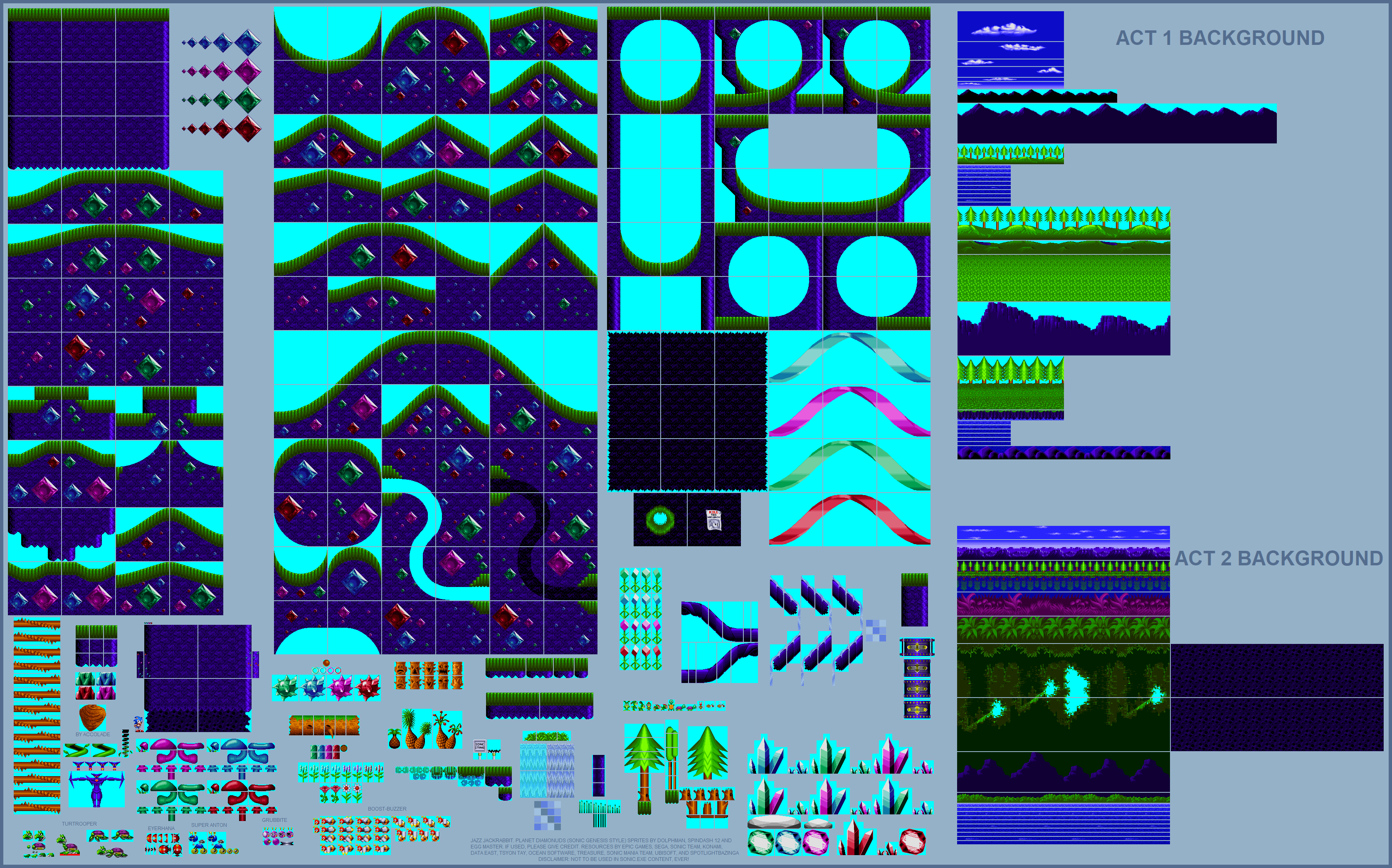 Jazz Jackrabbit Customs - Diamondus (Sonic Genesis-Style)