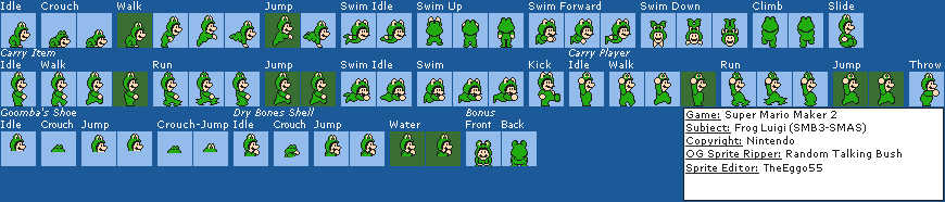 Frog Luigi (SMB3 SNES, SMM2-Style)